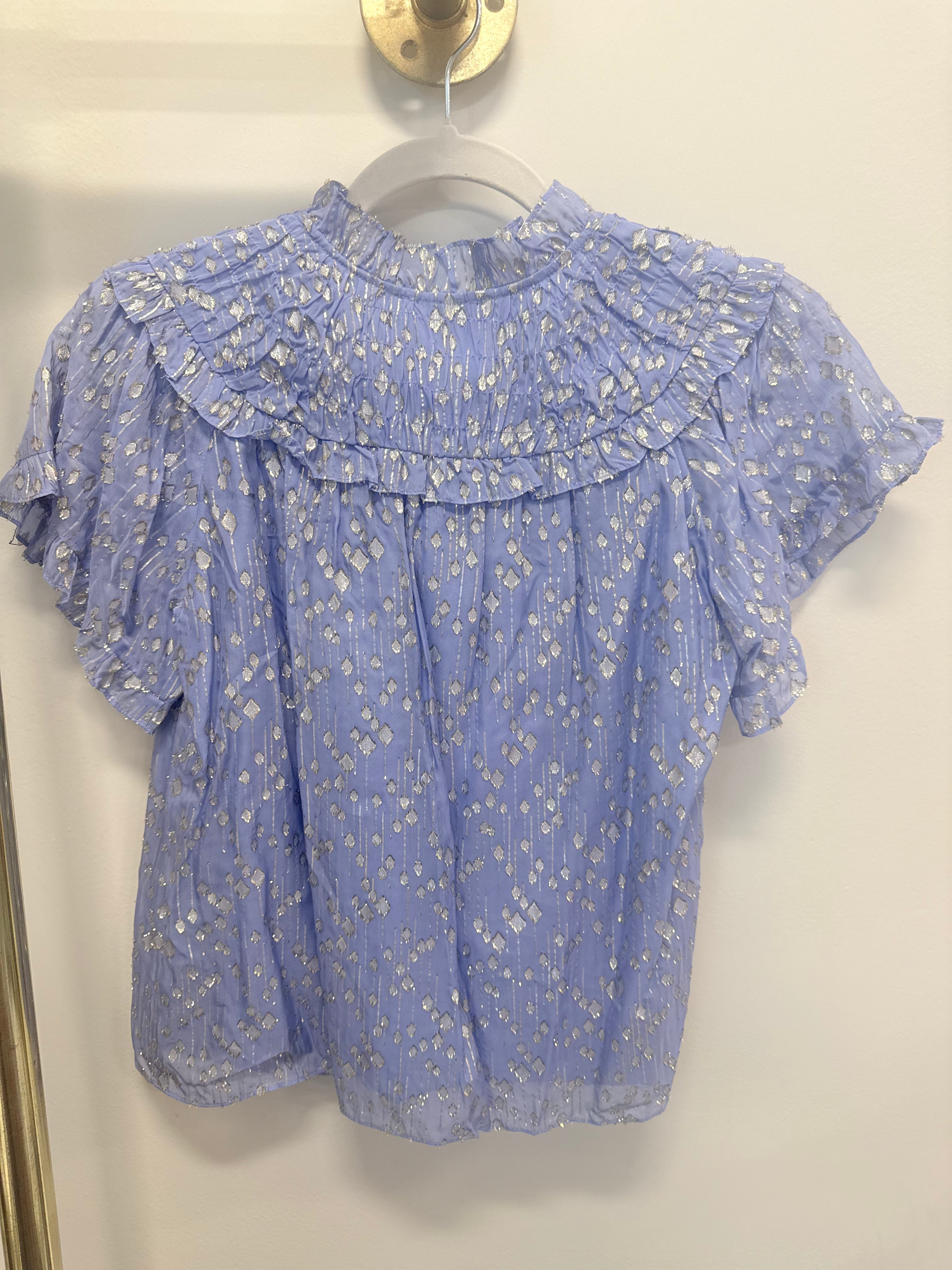 Sample Purple and Gold Blouse with Ruffles (s)