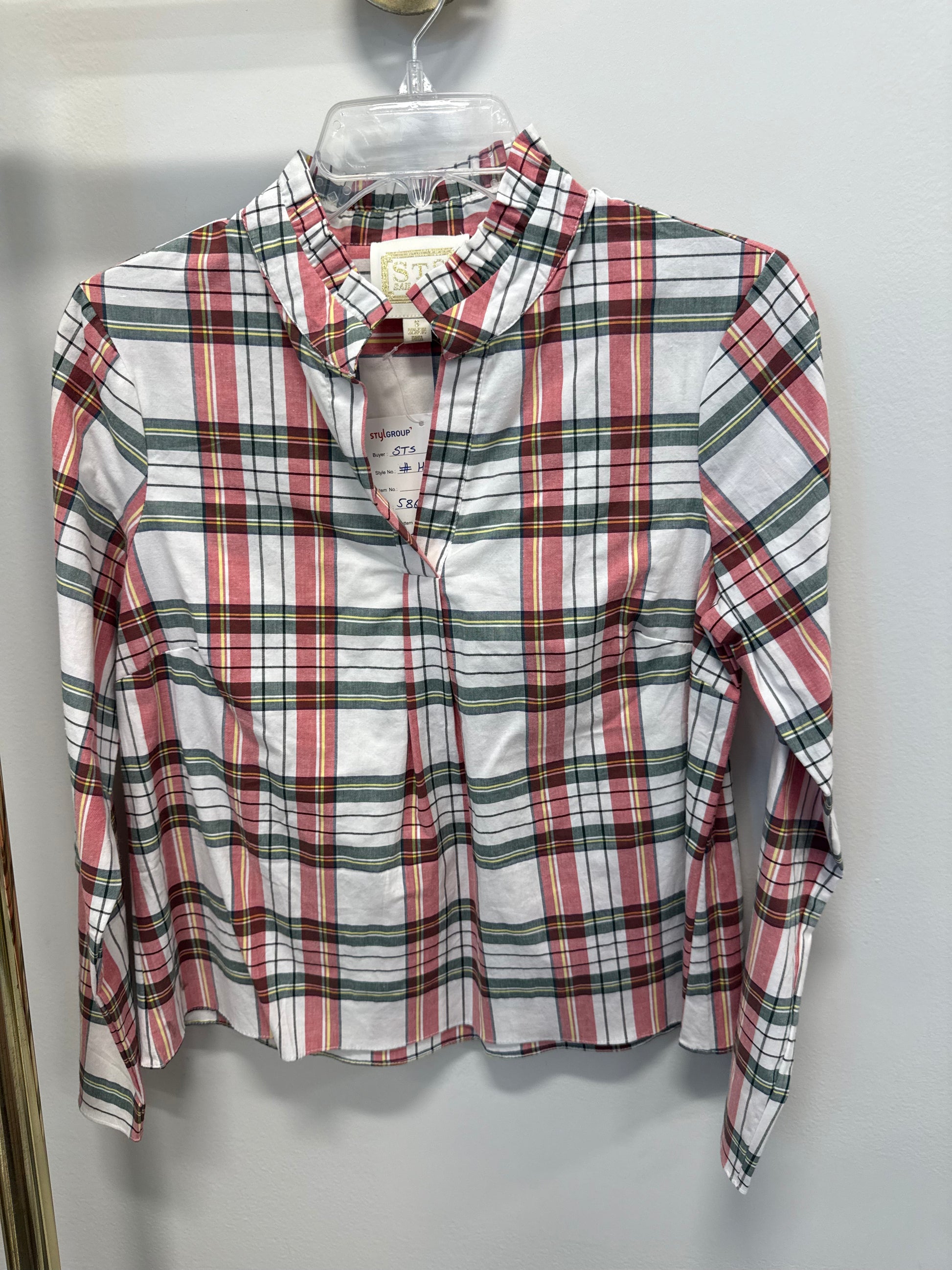 Sample Plaid Long Sleeve Blouse (S)