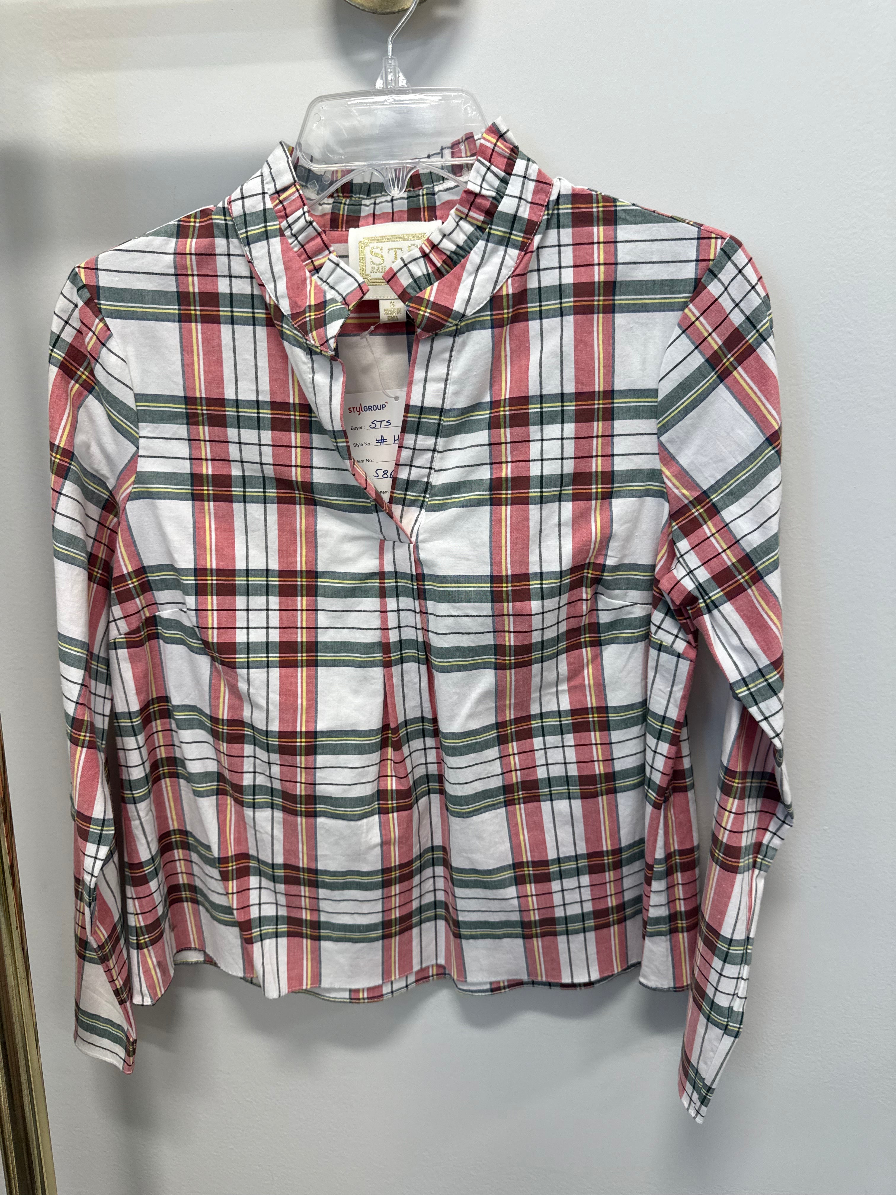 Sample Plaid Long Sleeve Blouse (S)