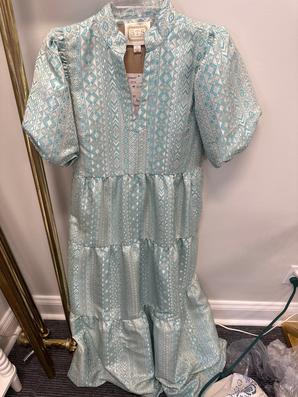 Sample Jacquard Short Sleeve Maxi Dress