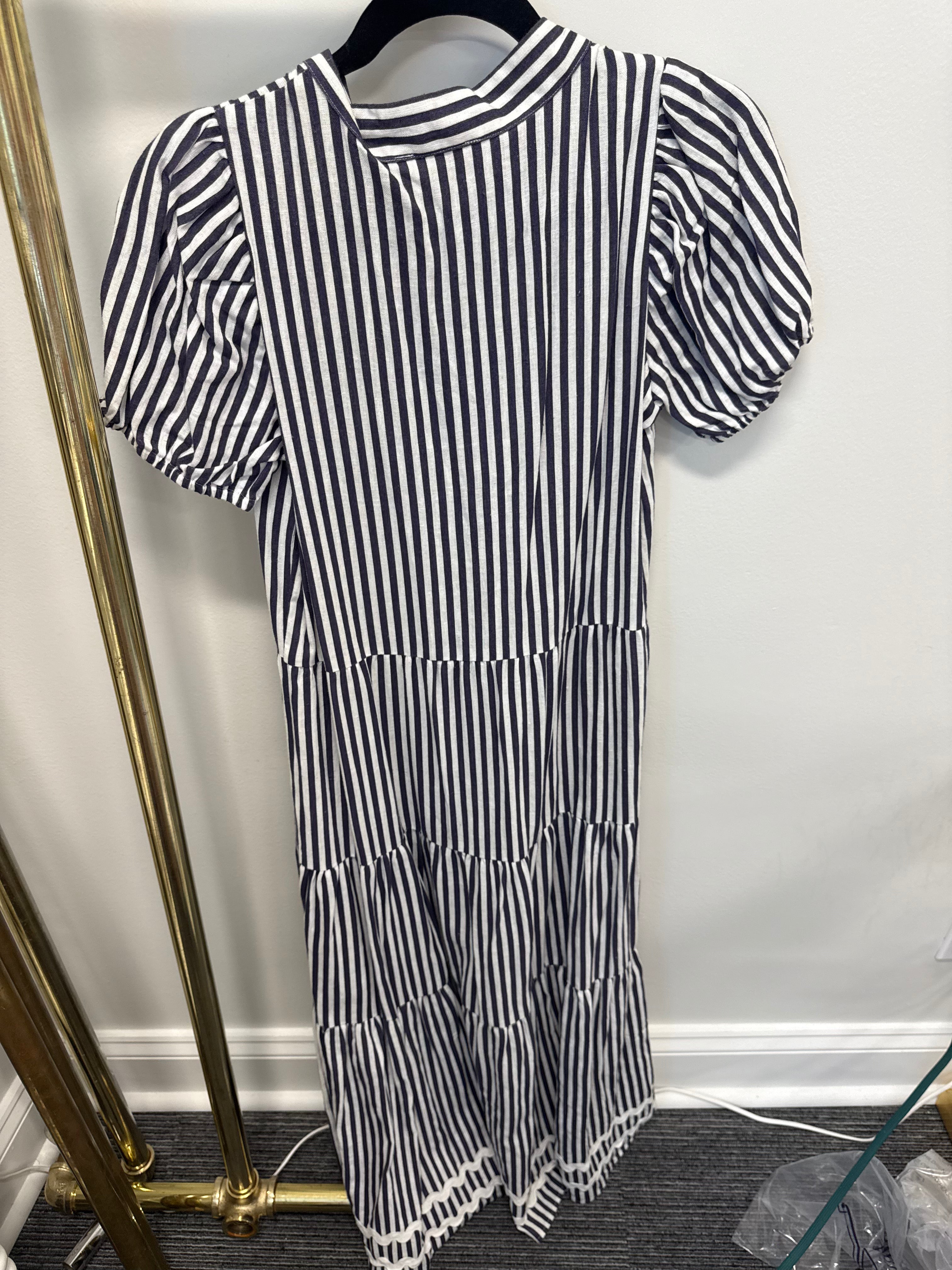 Sample Navy/White Striped Maxi Dress (S)