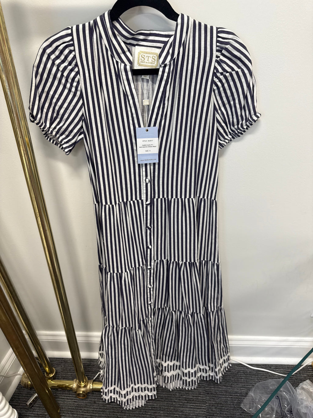 Sample Navy/White Striped Maxi Dress (S)
