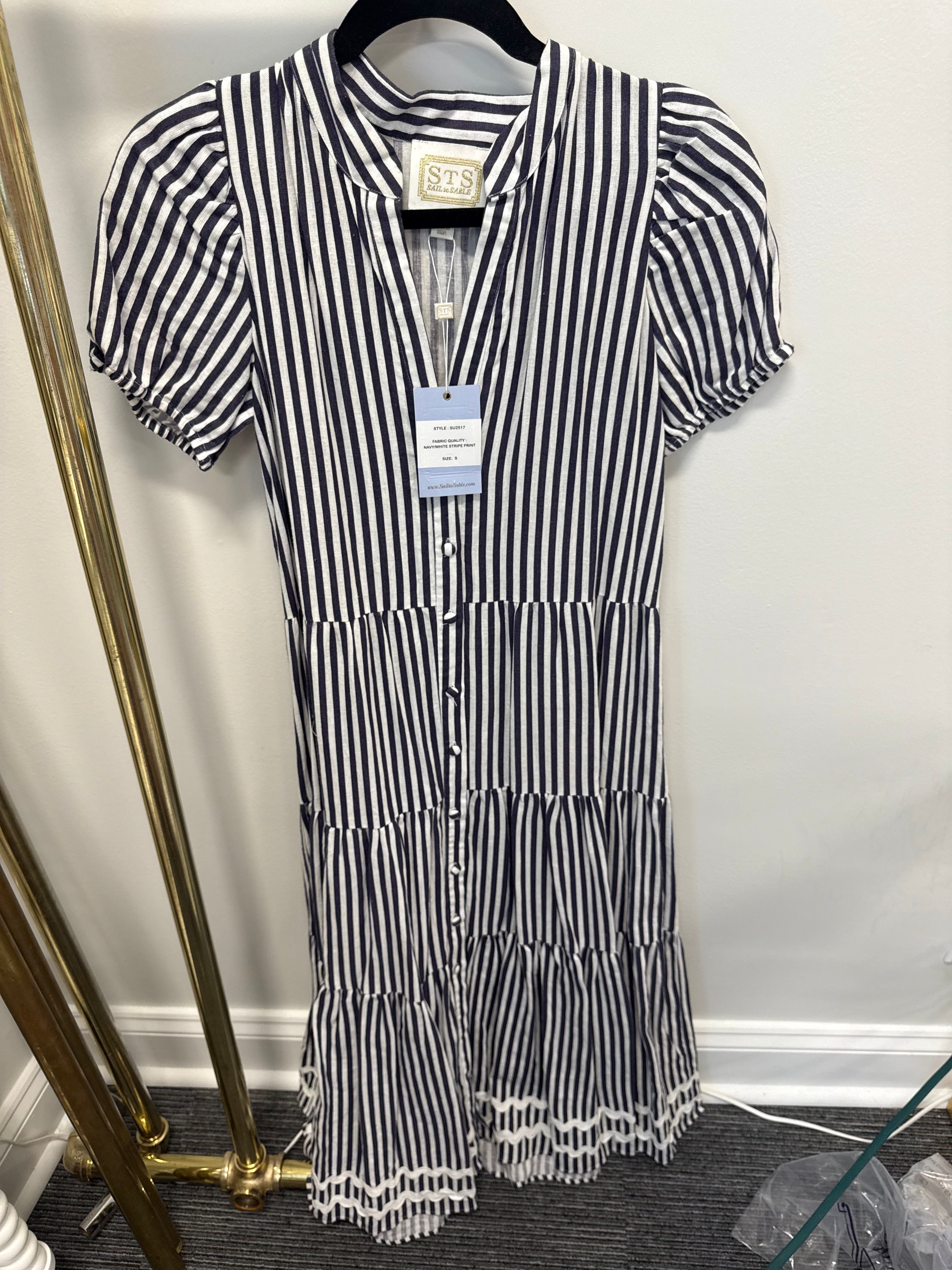 Sample Navy/White Striped Maxi Dress (S)