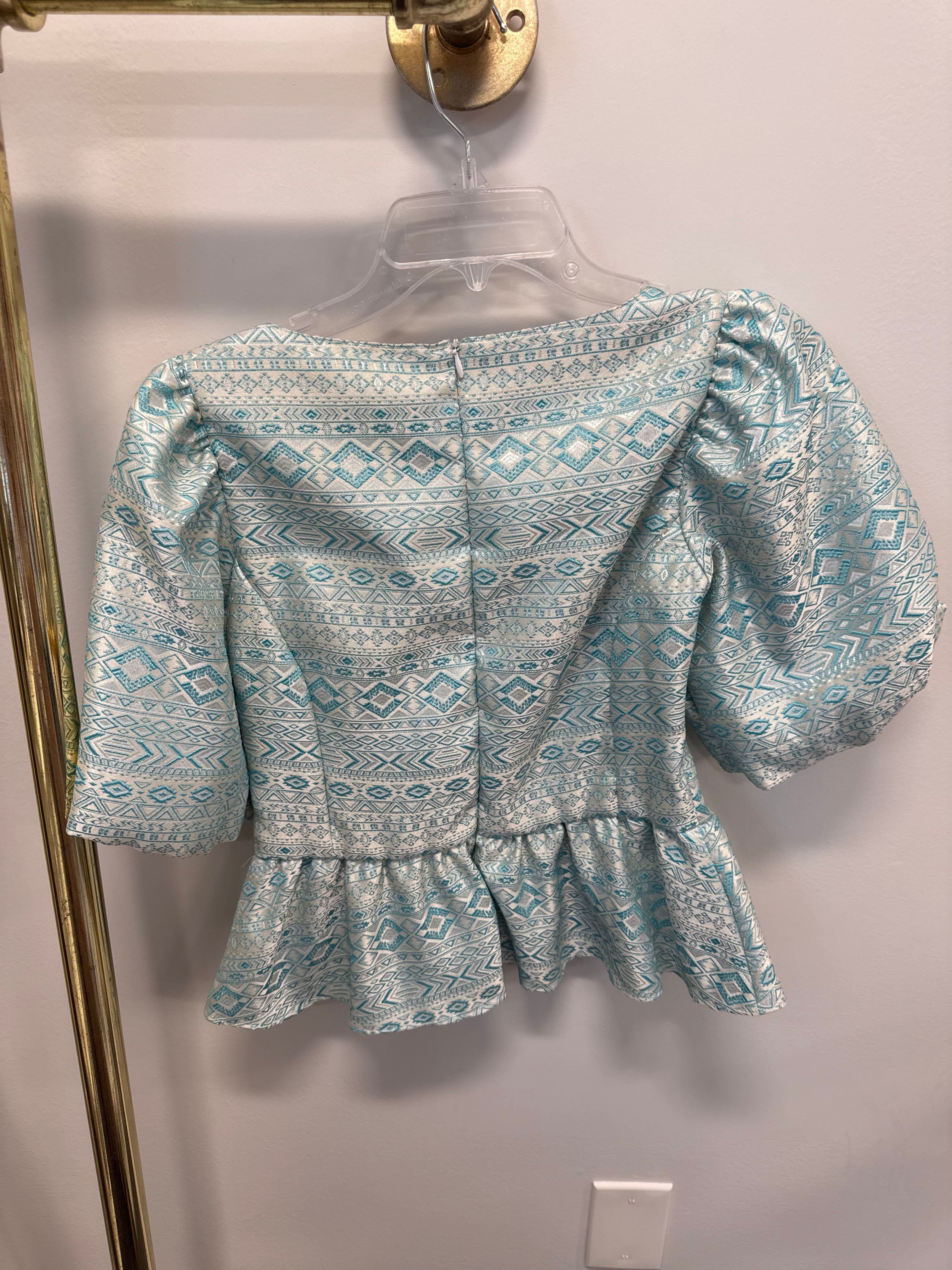 Sample Jacquard Puff Sleeve Blouse (S)