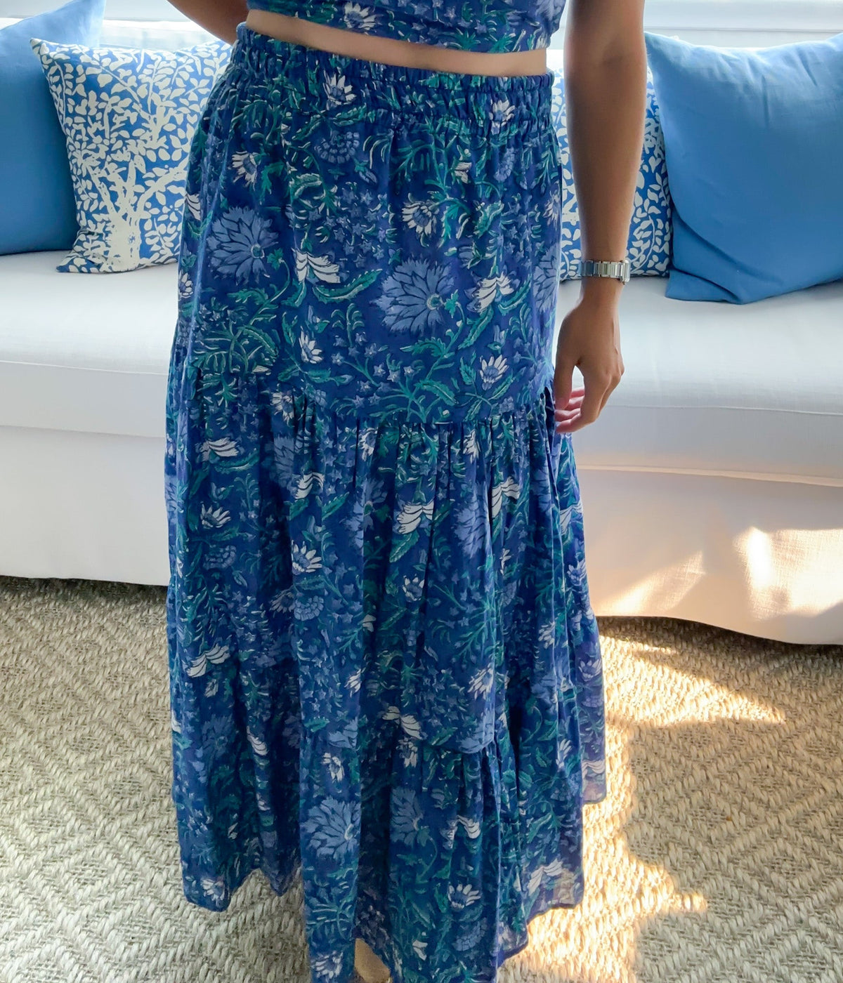 The Southport Skirt - Deep Azure Floral