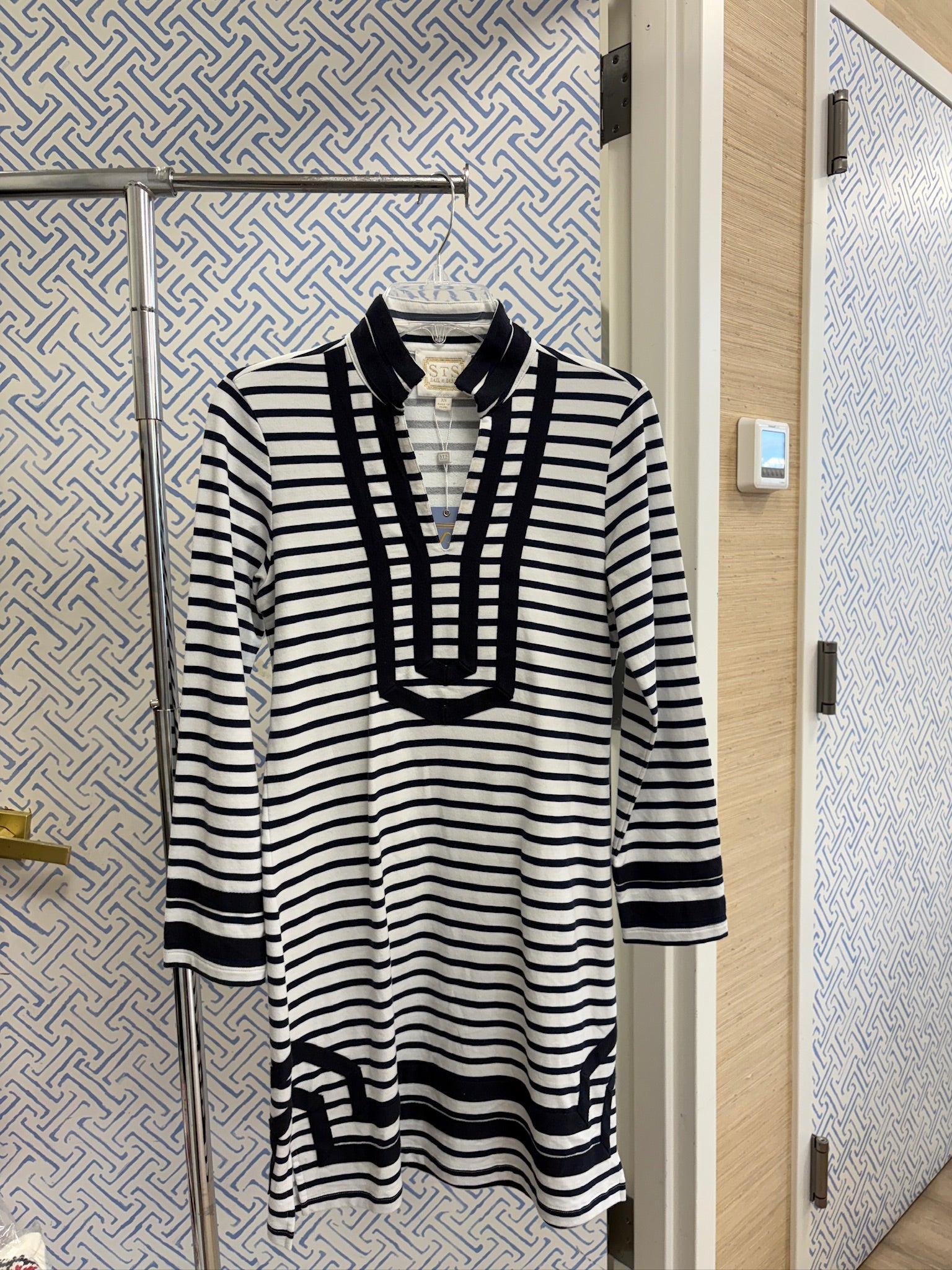 Blue & White Stripe Mini Tunic - Extra Small
