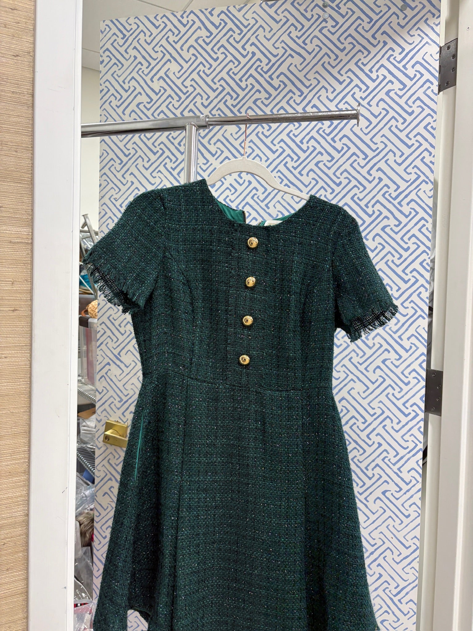 Green Tweed Shift Dress