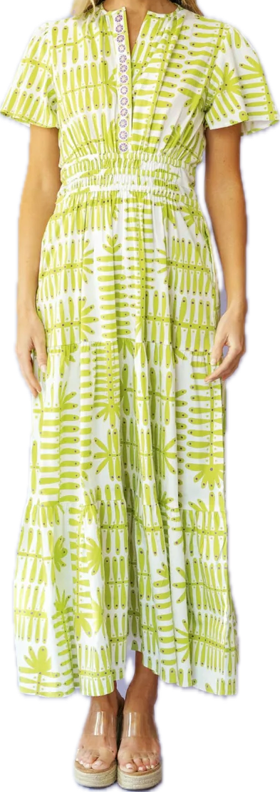 Sheridan French Eloise Dress Kiwi Botanical