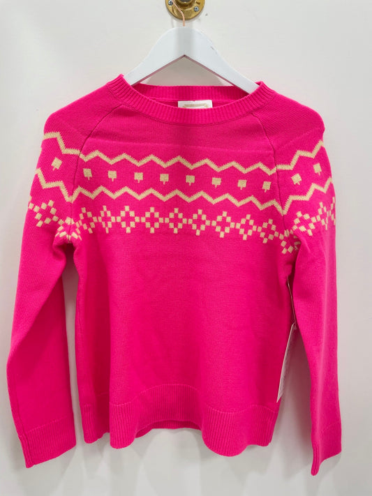 Pink and Yellow Fair-isle Zip up Sweater