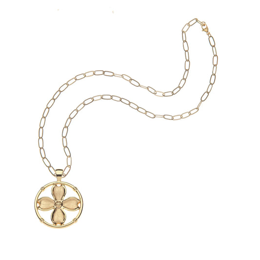 Joy Dogwood Cutout Pendant - 18" Drawn Link Chain