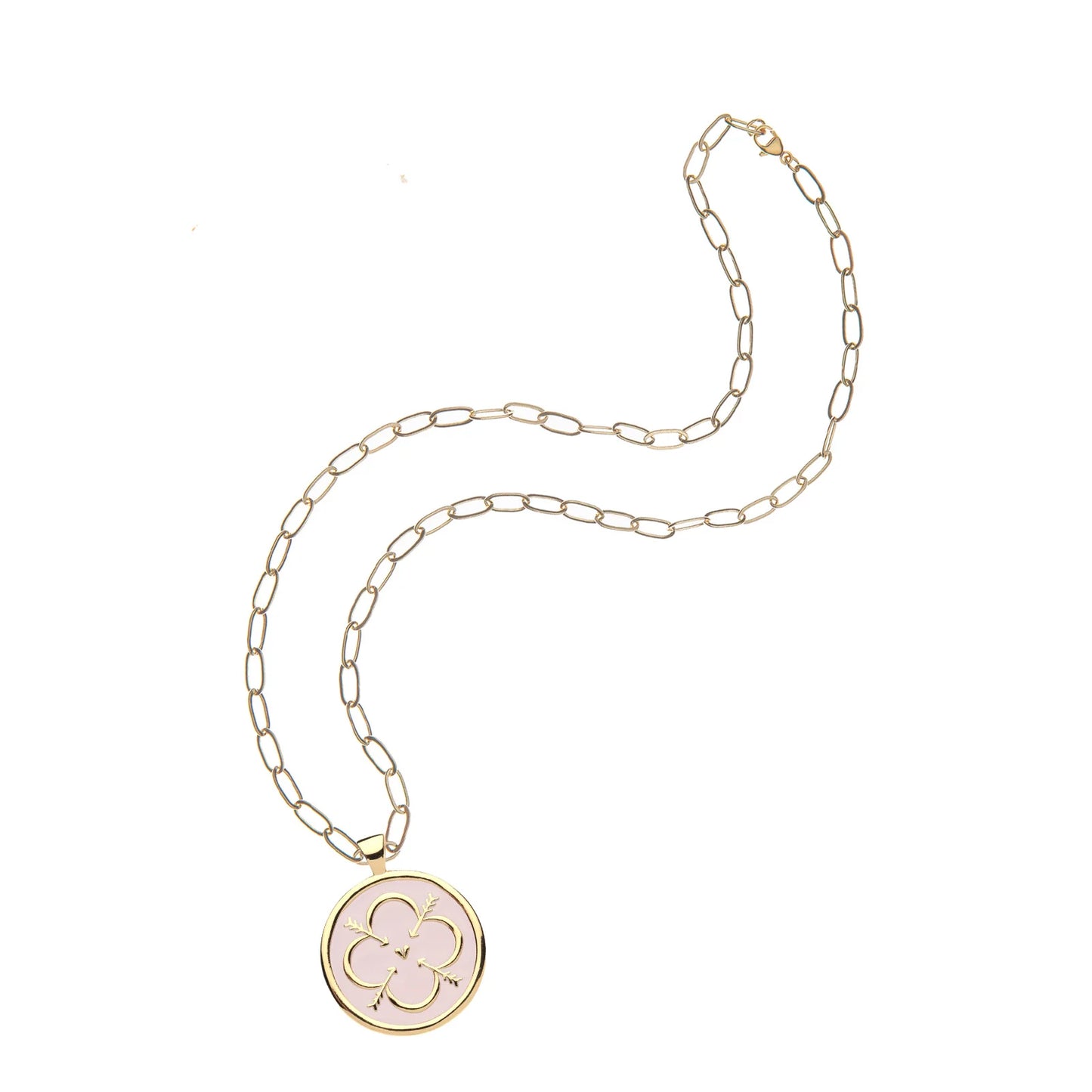 Jane Win LOVE JW Original Pendant Coin in Pale Dogwood Enamel