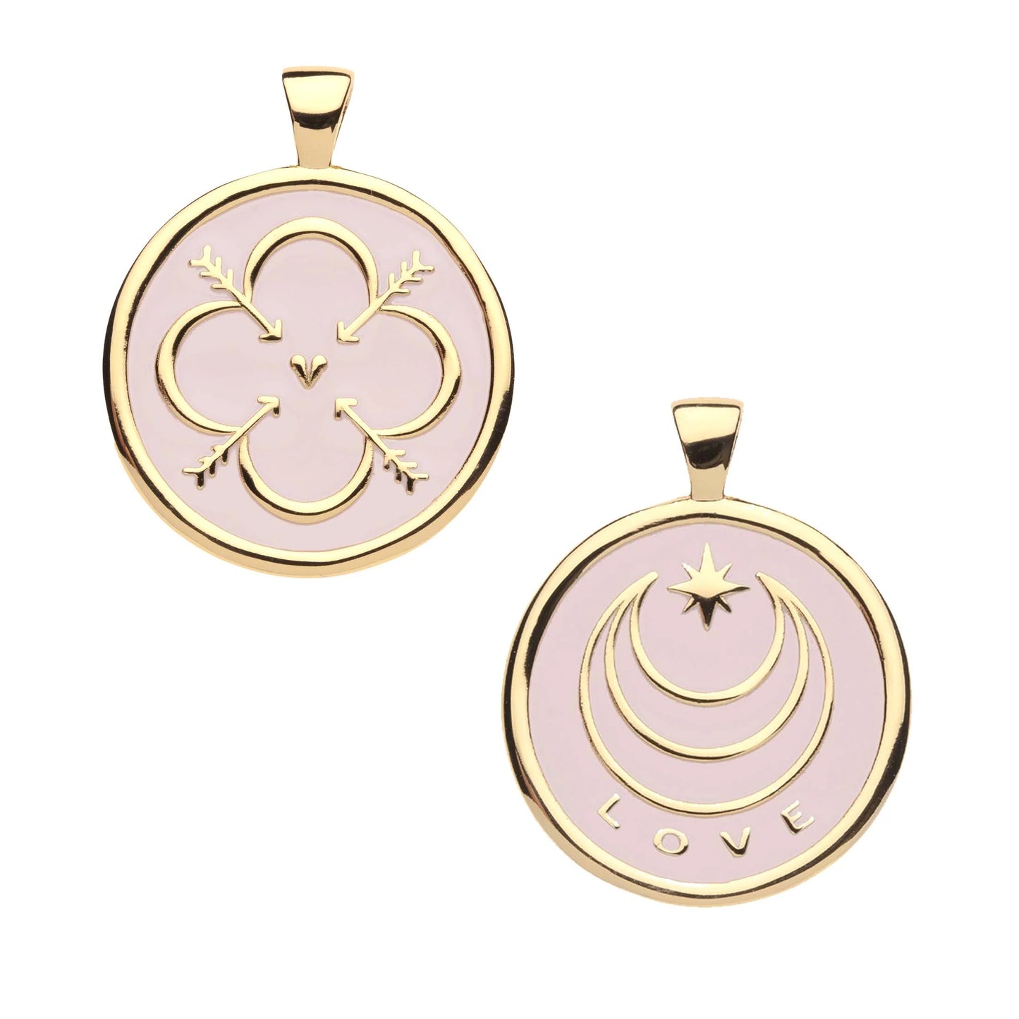 Jane Win LOVE JW Original Pendant Coin in Pale Dogwood Enamel