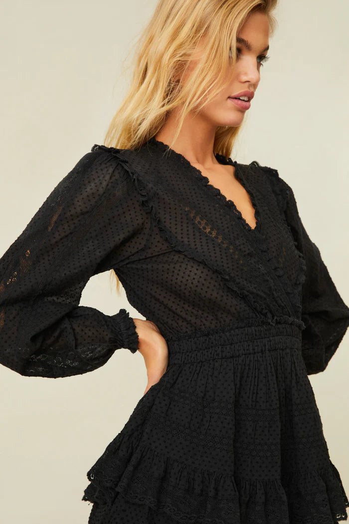 Love Shack Fancy Milena Dress in Black