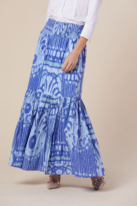 Sheridan French - Madelyn Skirt Blue Moroccan Ikat