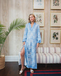 Blue Dot Matrix Long Sleeve Classic Maxi Tunic with Ric Rac R25506