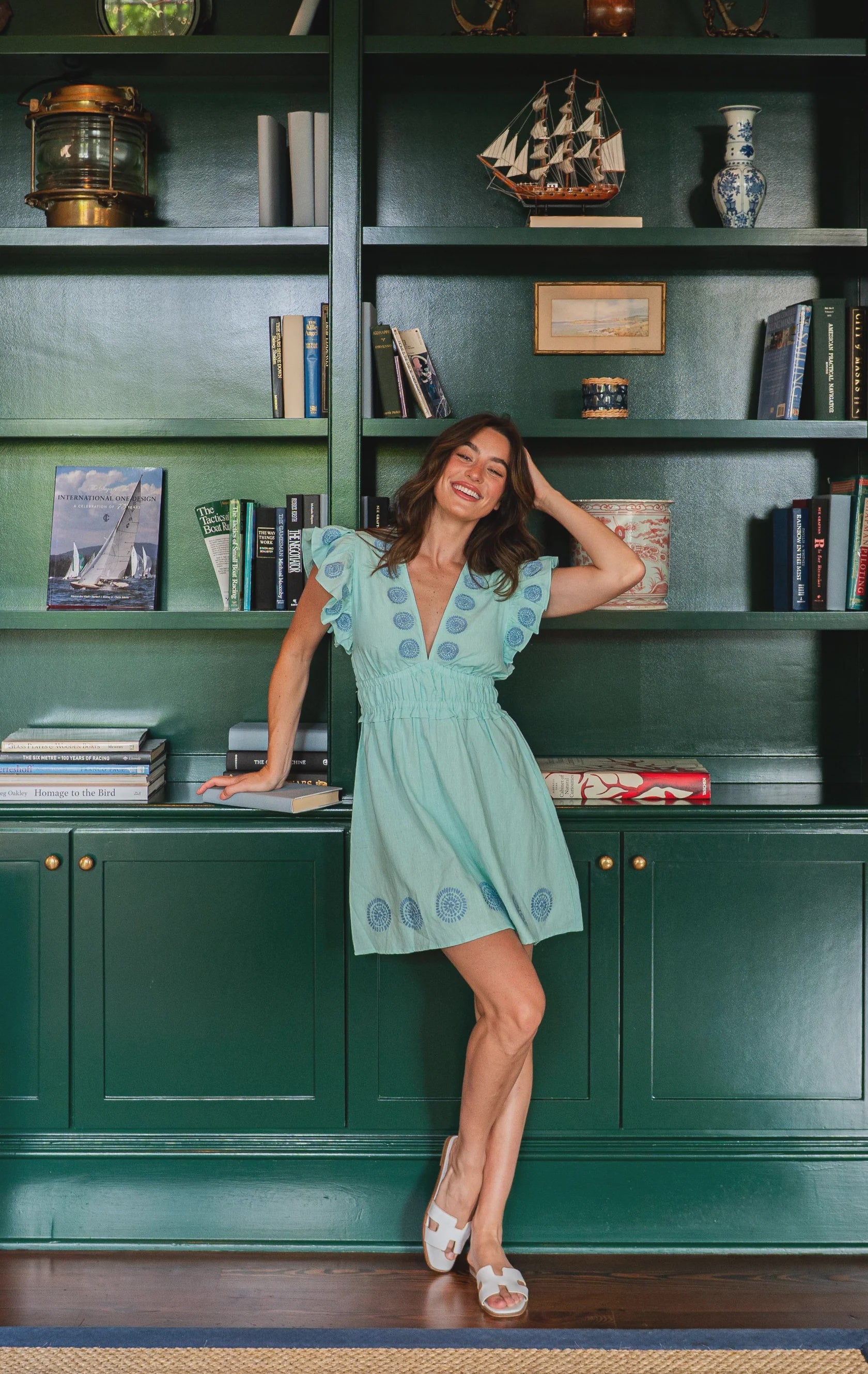 V-Neck Flutter Sleeve Mini Dress R2562