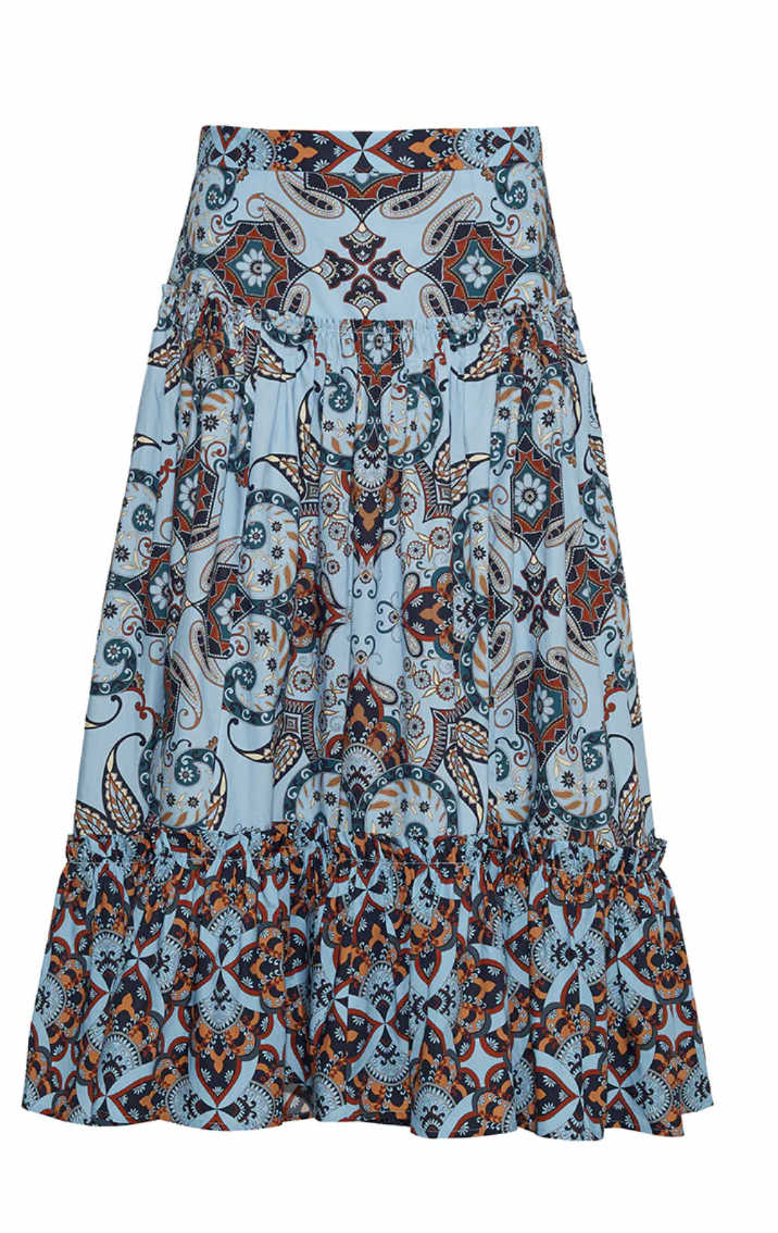 Cara Cara Tisbury Skirt in Blue Vintage Paisley