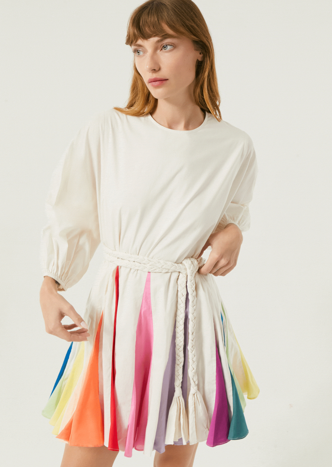 Rhode Ella Dress in Color Block Rainbow