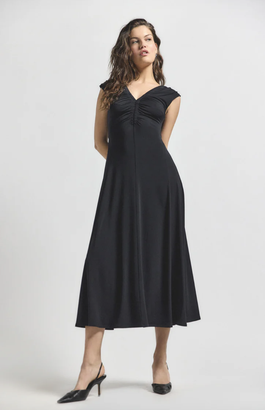 Isabel Rouched Sleeveless Black Dress