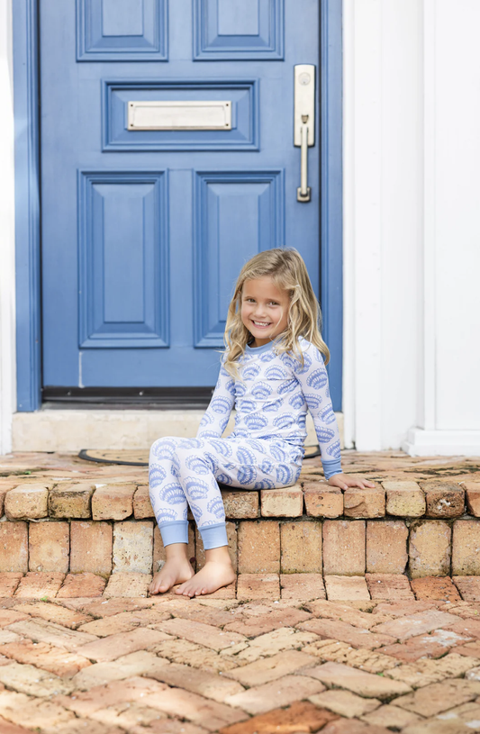 Blue Shell Print Kid's Pajamas - pbsp25pjk