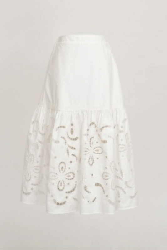 Eyelet Detail Midi Skirt