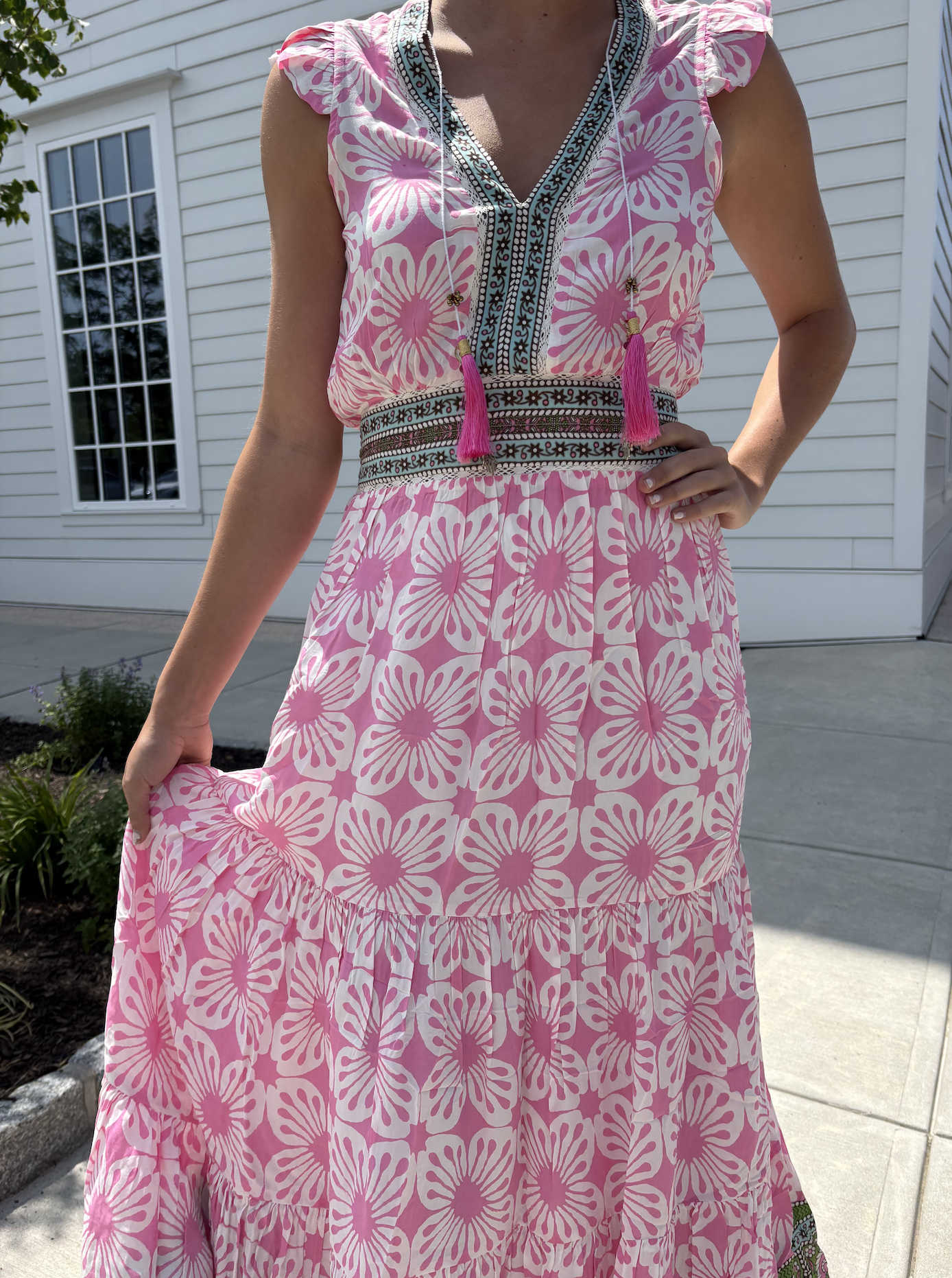 Annabelle Maxi Dress Pink Green Print