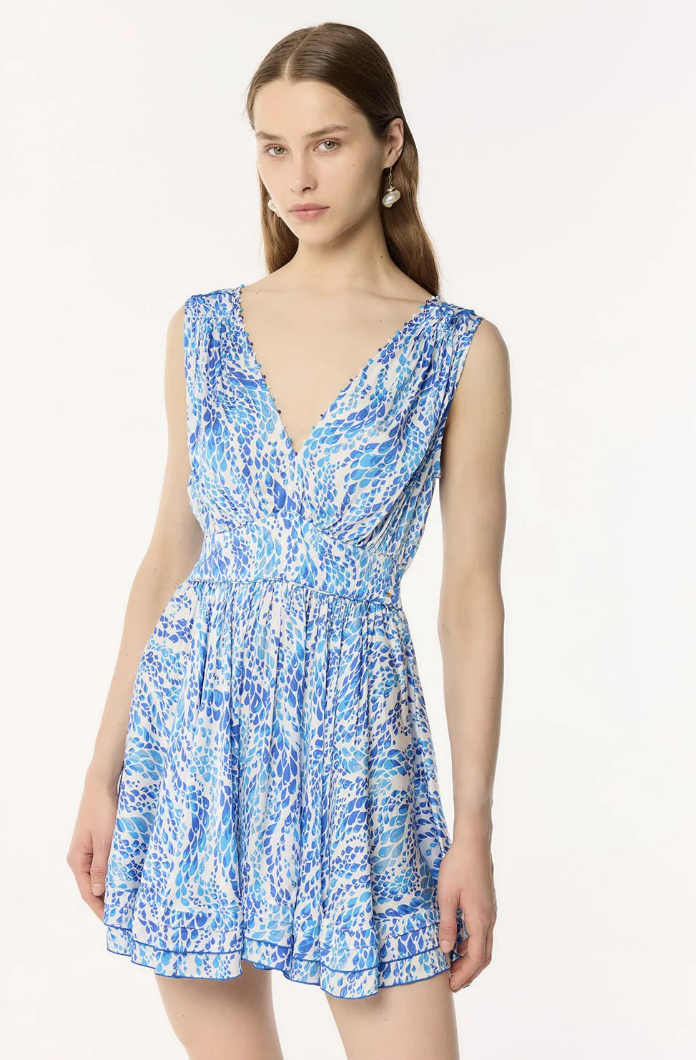 Mini Dress Bessie - Blue Wavy