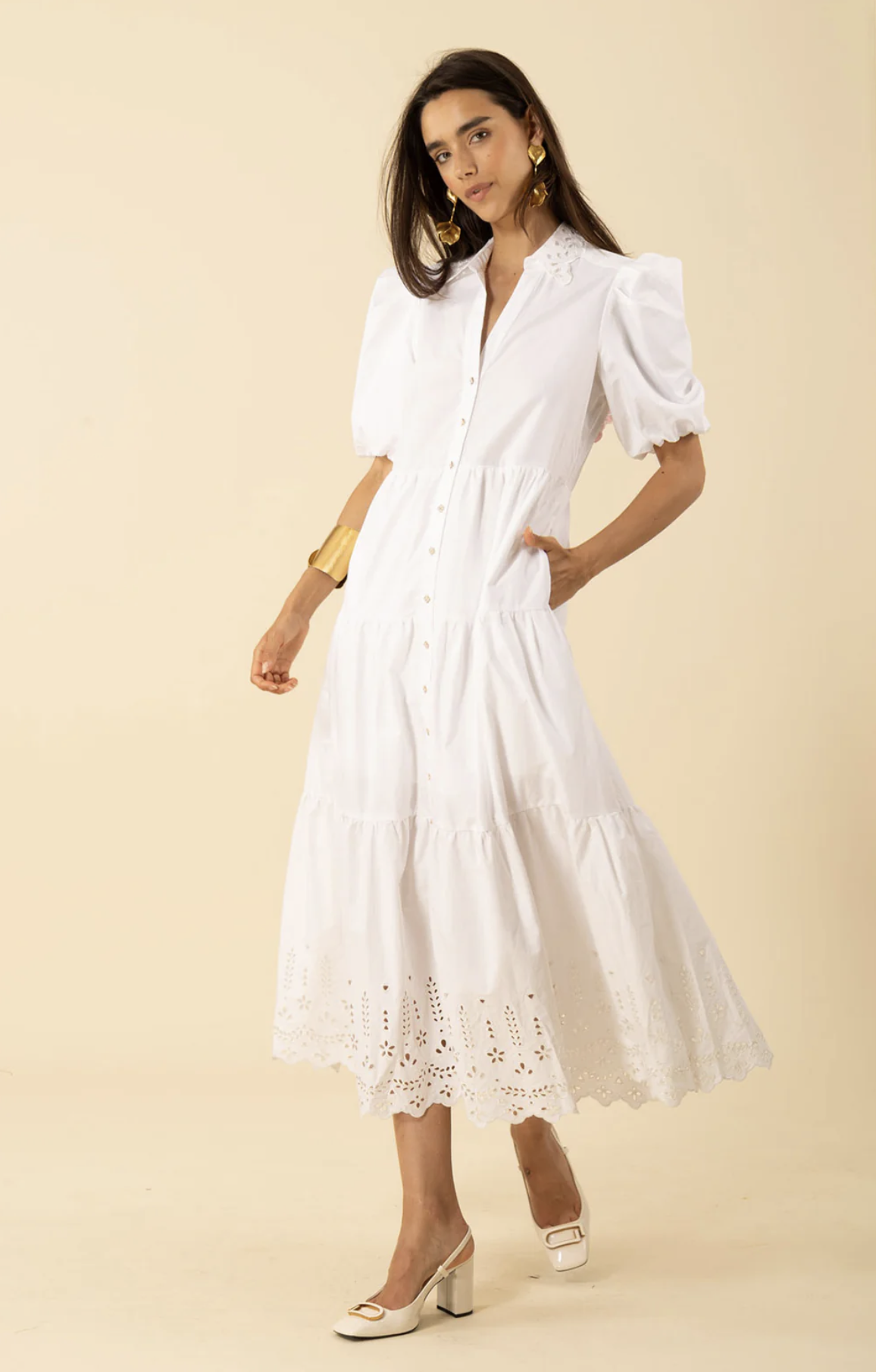 Martha Embroidered Poplin Maxi Dress