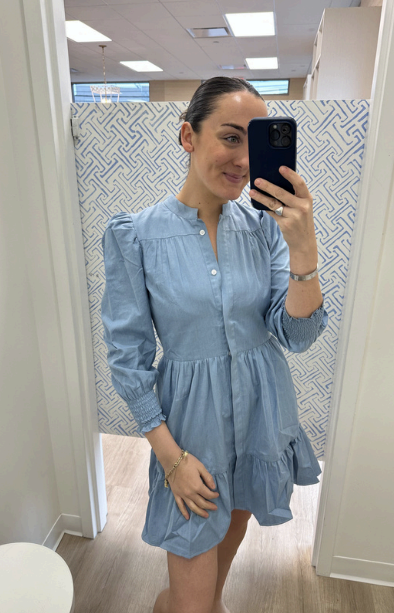 Long Sleeve Cinched Waist Dress - F2505