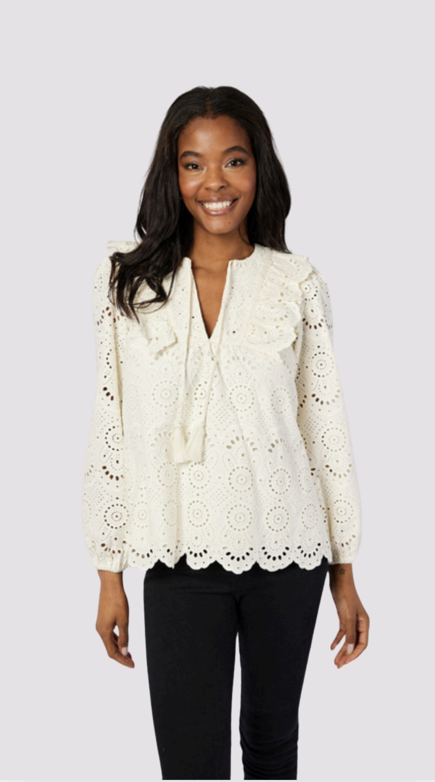 Ruffle Front Top with Tassles - F2508