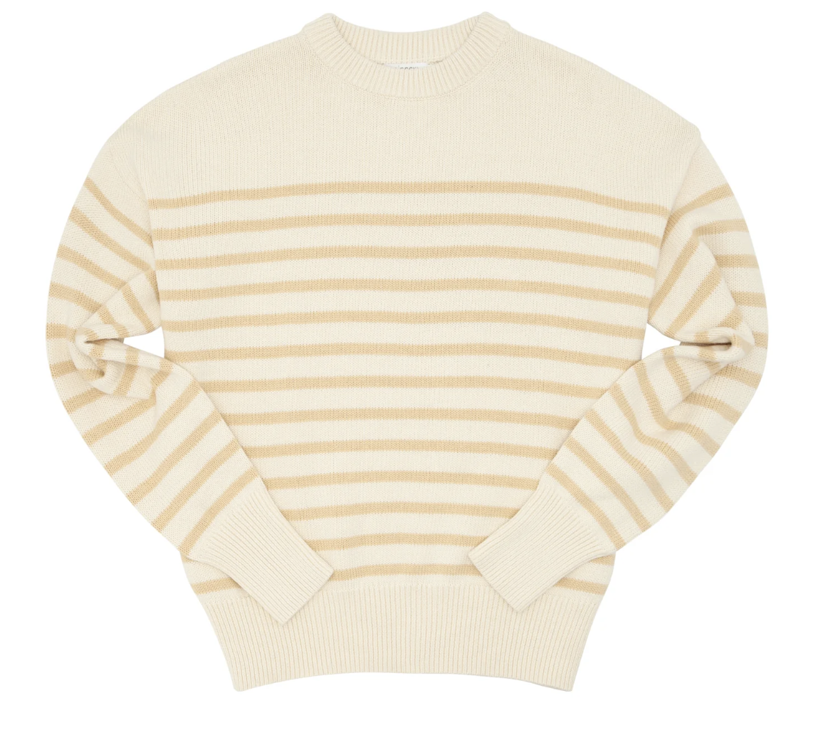 Cream and tan Stripe Knit Sweater