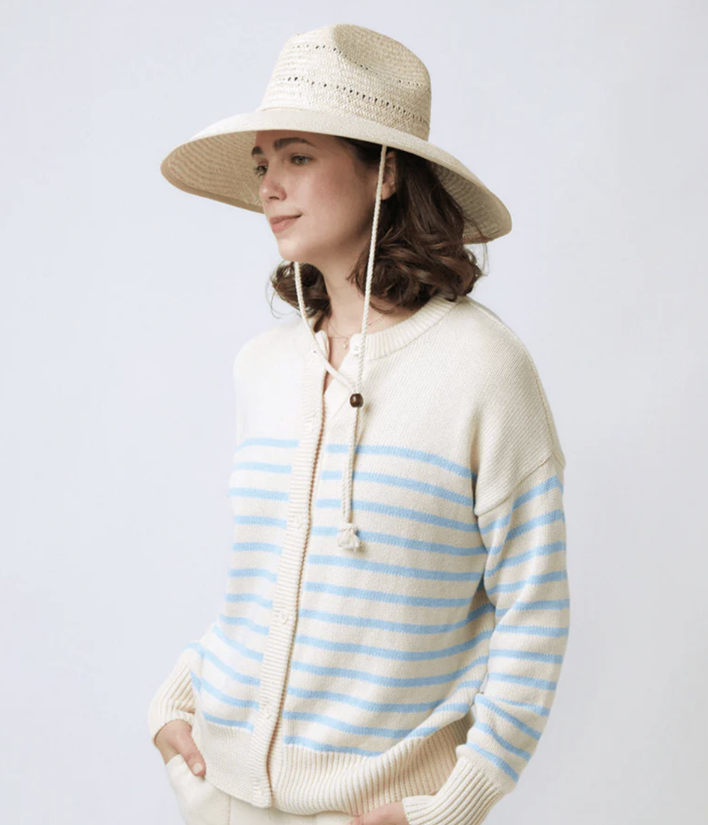 Cream & Peri Blue Stripe Cardigan