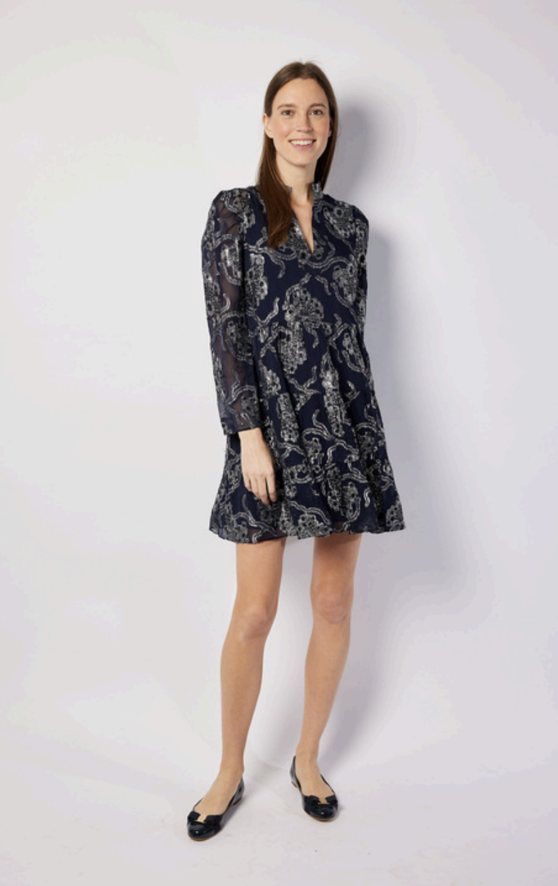 Long Sleeve Tunic Flare Dress - H2503N