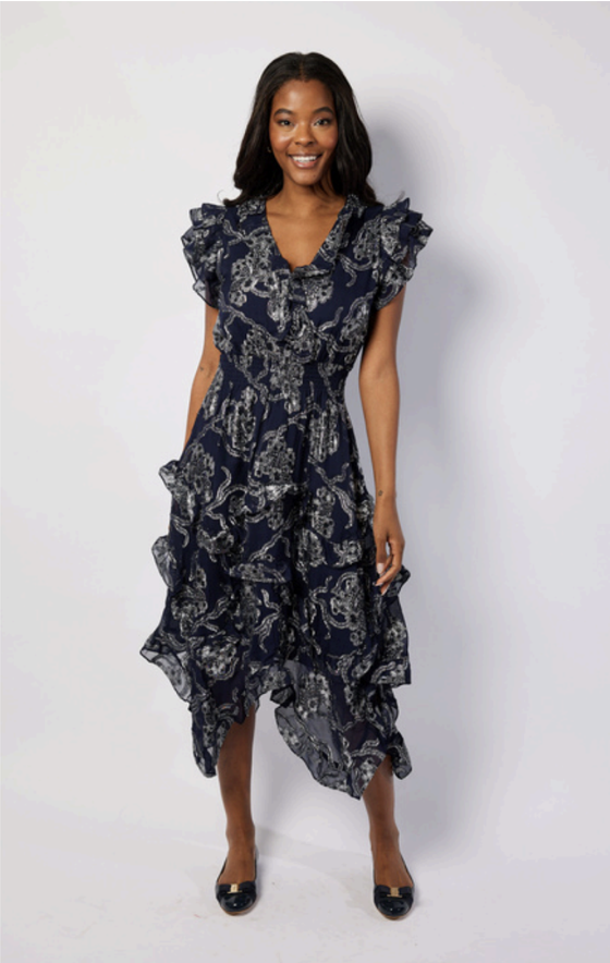 Ruffle Hem Midi Dress H2537N