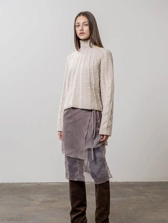 Turtleneck Cable Knit Sweater