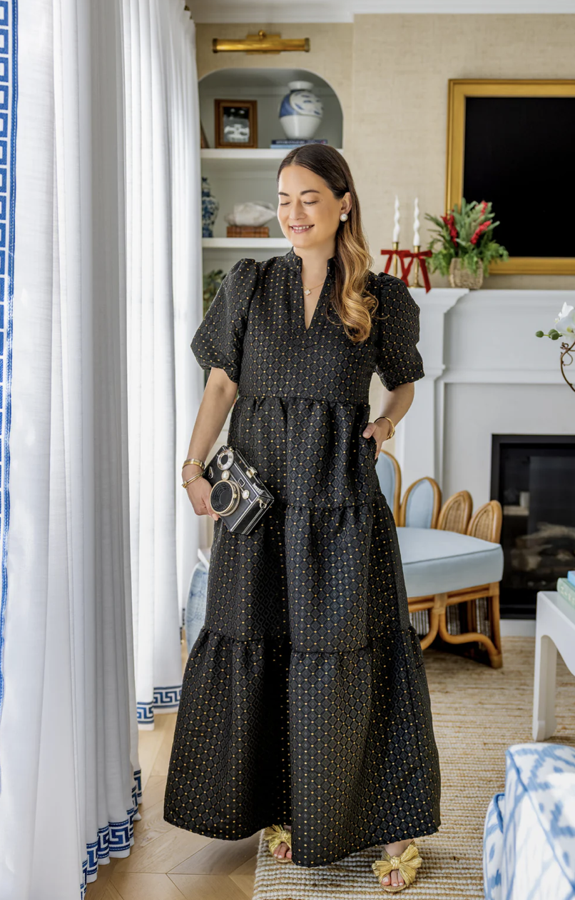 Black Jacquard Marie Maxi Dress SCH25102