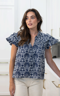 Flutter Sleeve Eyelet Top