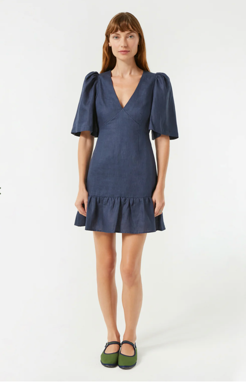 Rhode Mariana Dress in Navy Linen