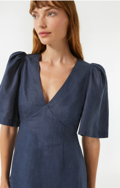 Rhode Mariana Dress in Navy Linen