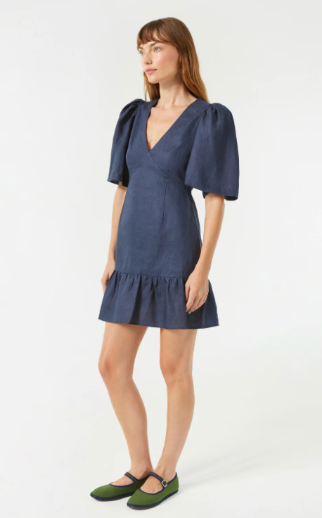 Rhode Mariana Dress in Navy Linen