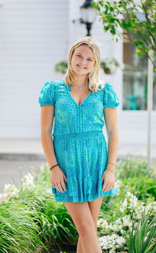 Poupette Bibi Mini Dress in Aqua Sea Water