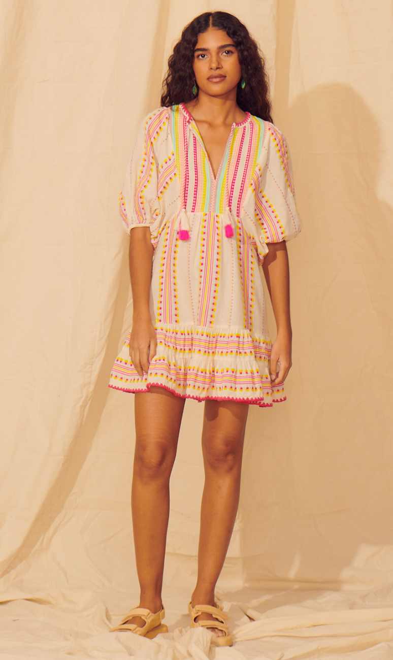 Saylor Azteca Dress in Neon Multi