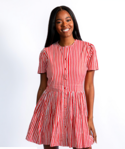 Sail to Sable Button Front Cinched Dress