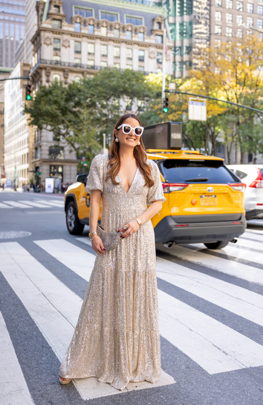 Sail to Sable x Style Charade Silver Ava Sequin Maxi Dress