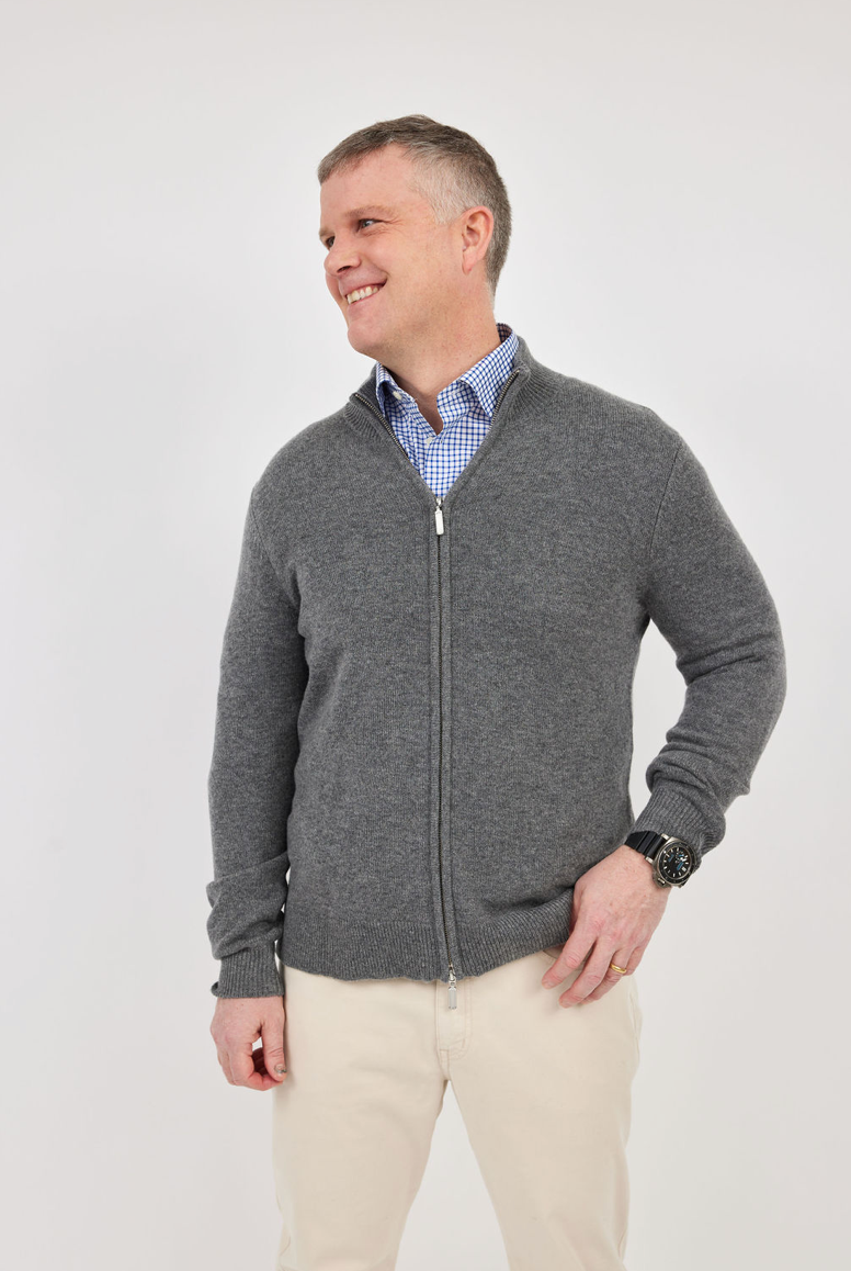 Mens Cashmere Zip -up