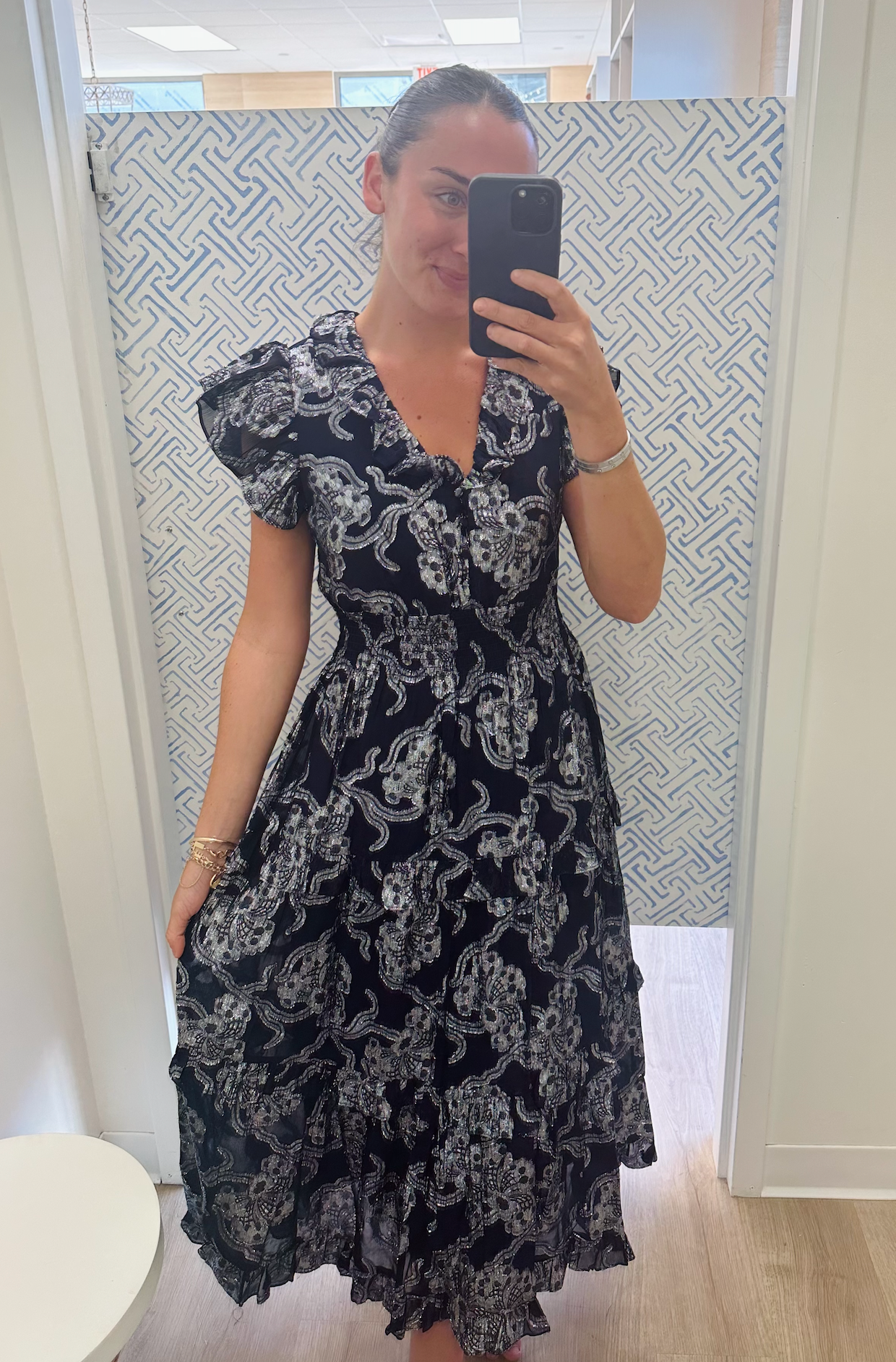 Ruffle Hem Midi Dress H2537N