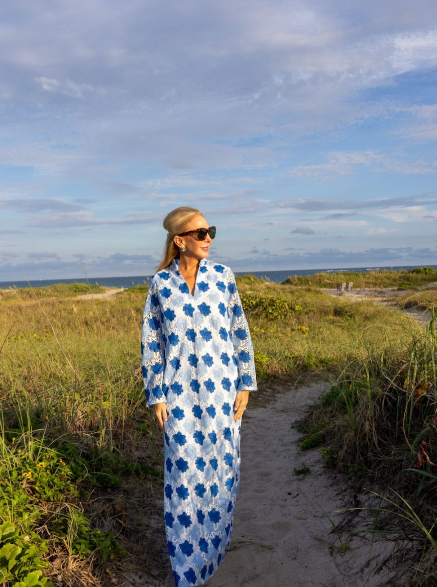 Blue Eyelet Caftan MMR2505