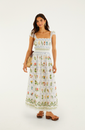 Tropical Porcelain Off-White Maxi Dress