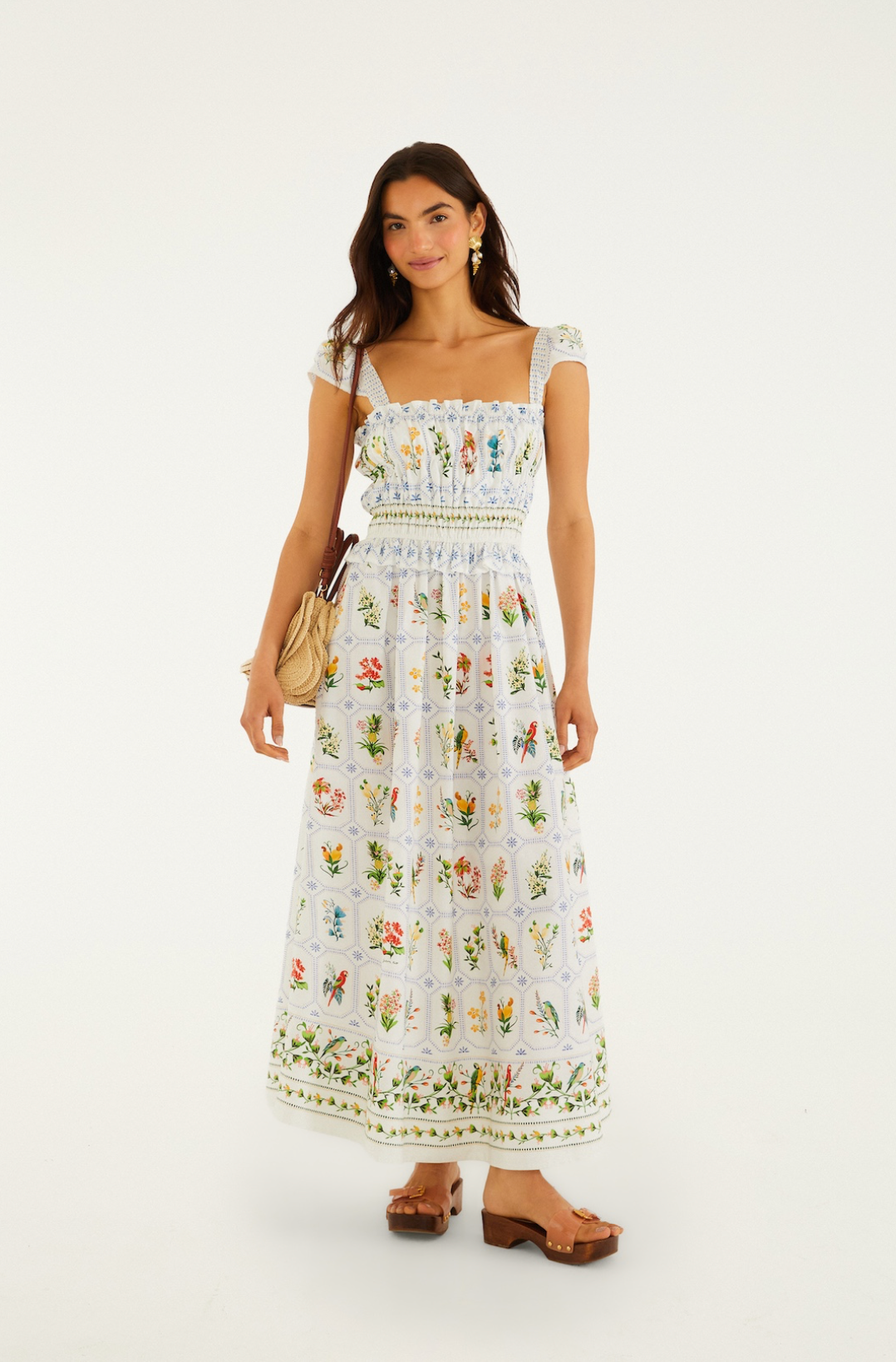 Tropical Porcelain Off-White Maxi Dress