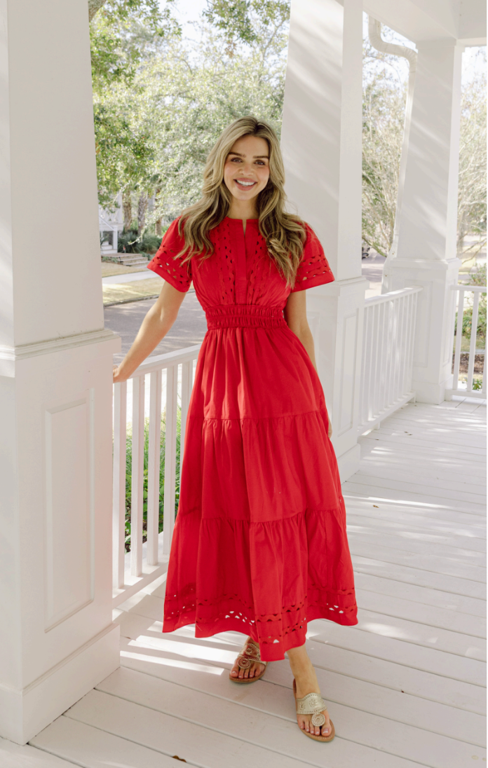 Short Sleeve Cinched Waist Maxi Dress